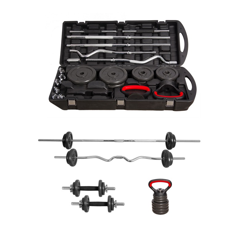 Home Gym Fitness Weightlifting 58kg Cast Iron Dumbbell Box Adjustable Black Painted Dumbbell Barbell Set for Strength Training - Image 9